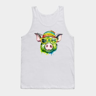 funny pig with glasses Tank Top